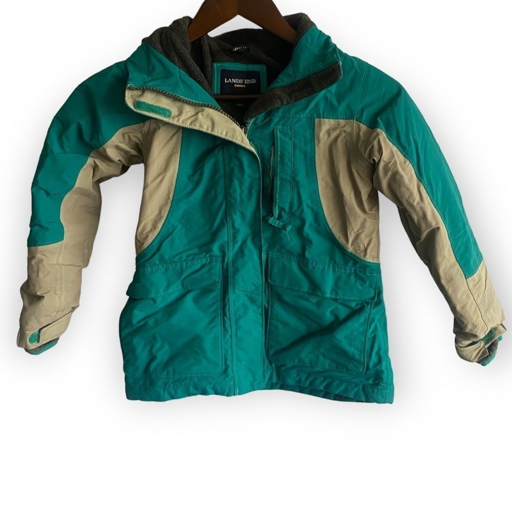 Lands' End Turquoise Winter Hooded Ski Jacket